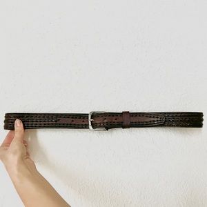 Handcrafted brown two tone braided leather mens belt